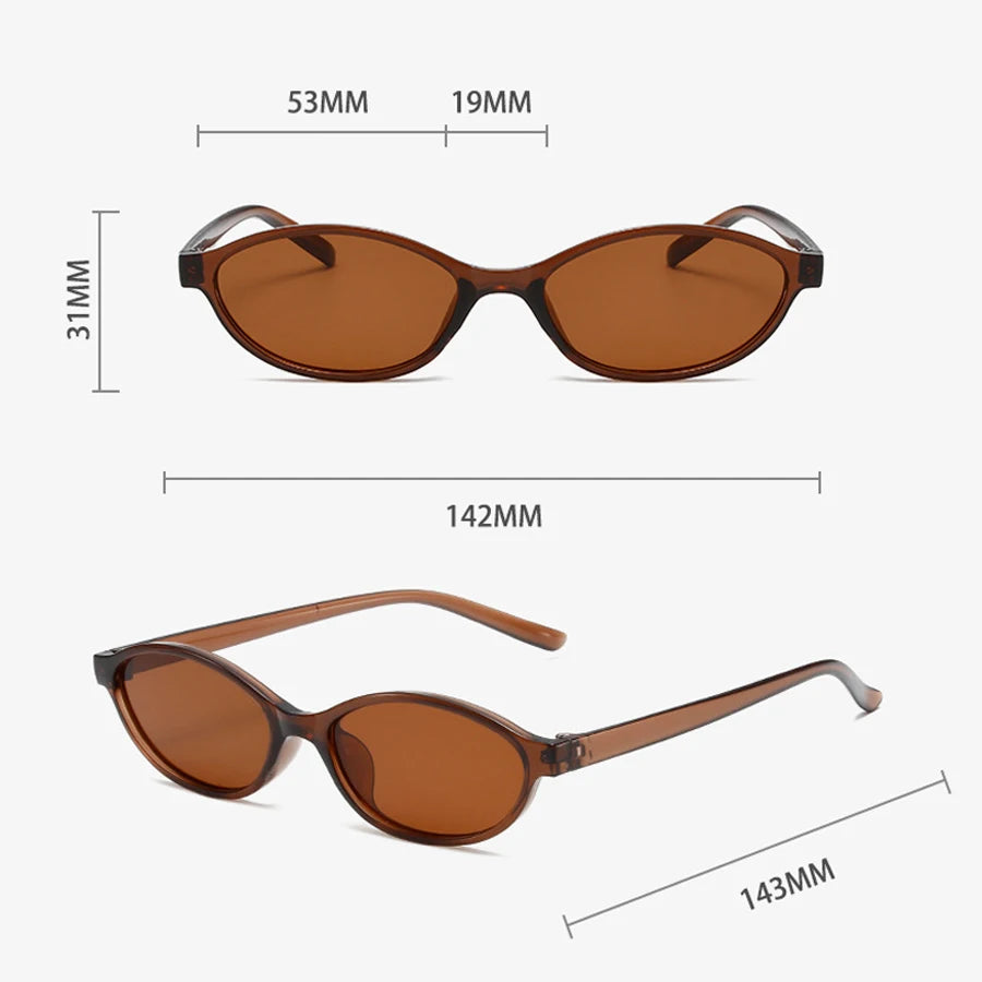 Muse Retro Oval Sunglasses - frame measurement details